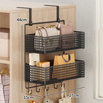 Over-The-Door Storage Organizer Mesh Baskets & 5 Hooks