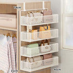 Over-The-Door Storage Organizer Mesh Baskets & 5 Hooks