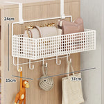 Over-The-Door Storage Organizer Mesh Baskets & 5 Hooks