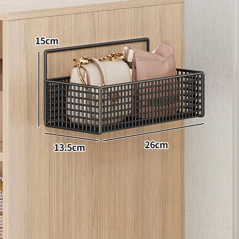 Over-The-Door Storage Organizer Mesh Baskets & 5 Hooks