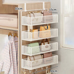 Over-The-Door Storage Organizer Mesh Baskets & 5 Hooks