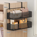 Over-The-Door Storage Organizer Mesh Baskets & 5 Hooks