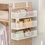 Over-The-Door Storage Organizer Mesh Baskets & 5 Hooks