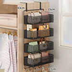 Over-The-Door Storage Organizer Mesh Baskets & 5 Hooks