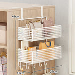 Over-The-Door Storage Organizer Mesh Baskets & 5 Hooks