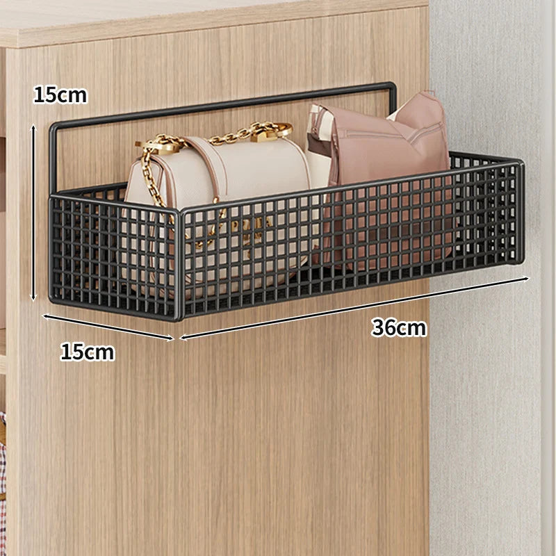 Over-The-Door Storage Organizer Mesh Baskets & 5 Hooks