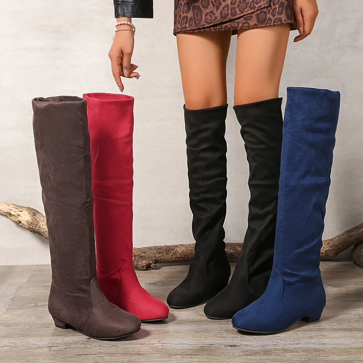 Over-the-Knee Boots Pull-On Low Block Heel