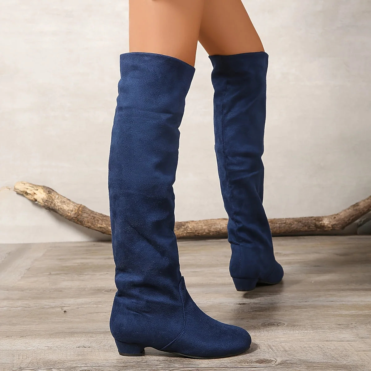 Over-the-Knee Boots Pull-On Low Block Heel