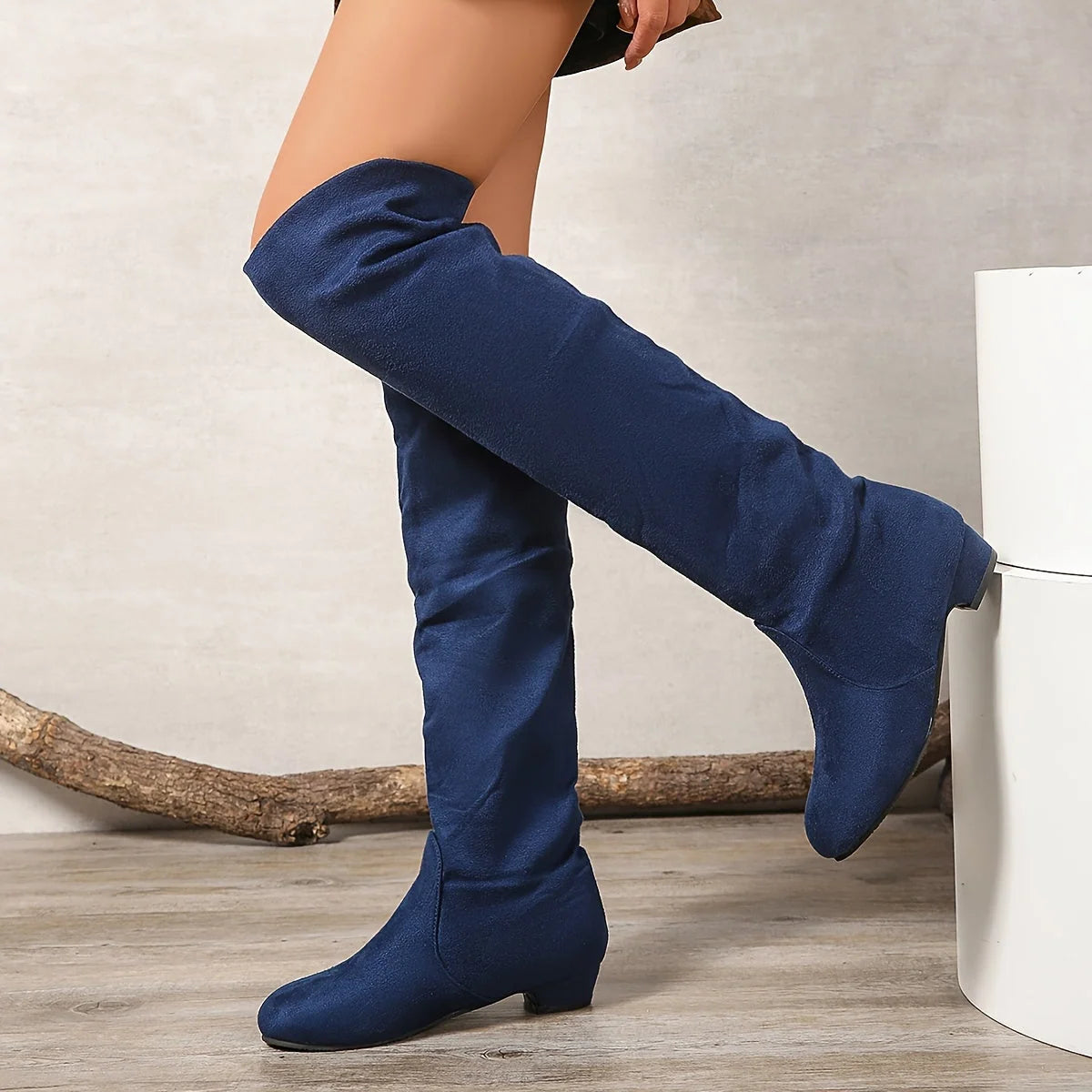 Over-the-Knee Boots Pull-On Low Block Heel