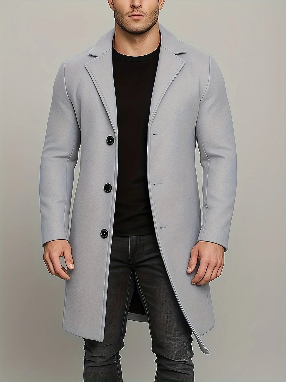 Overcoat Mid-Length Fully Lined Button Front