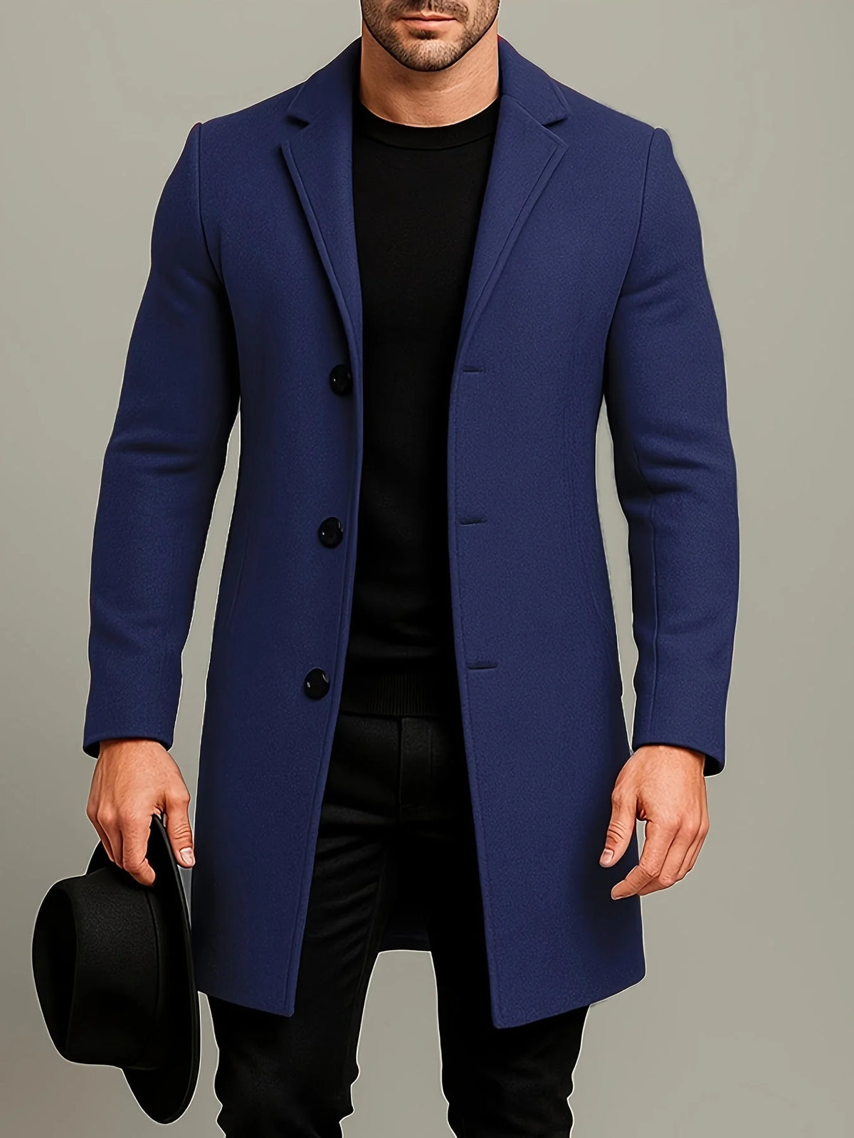 Overcoat Mid-Length Fully Lined Button Front