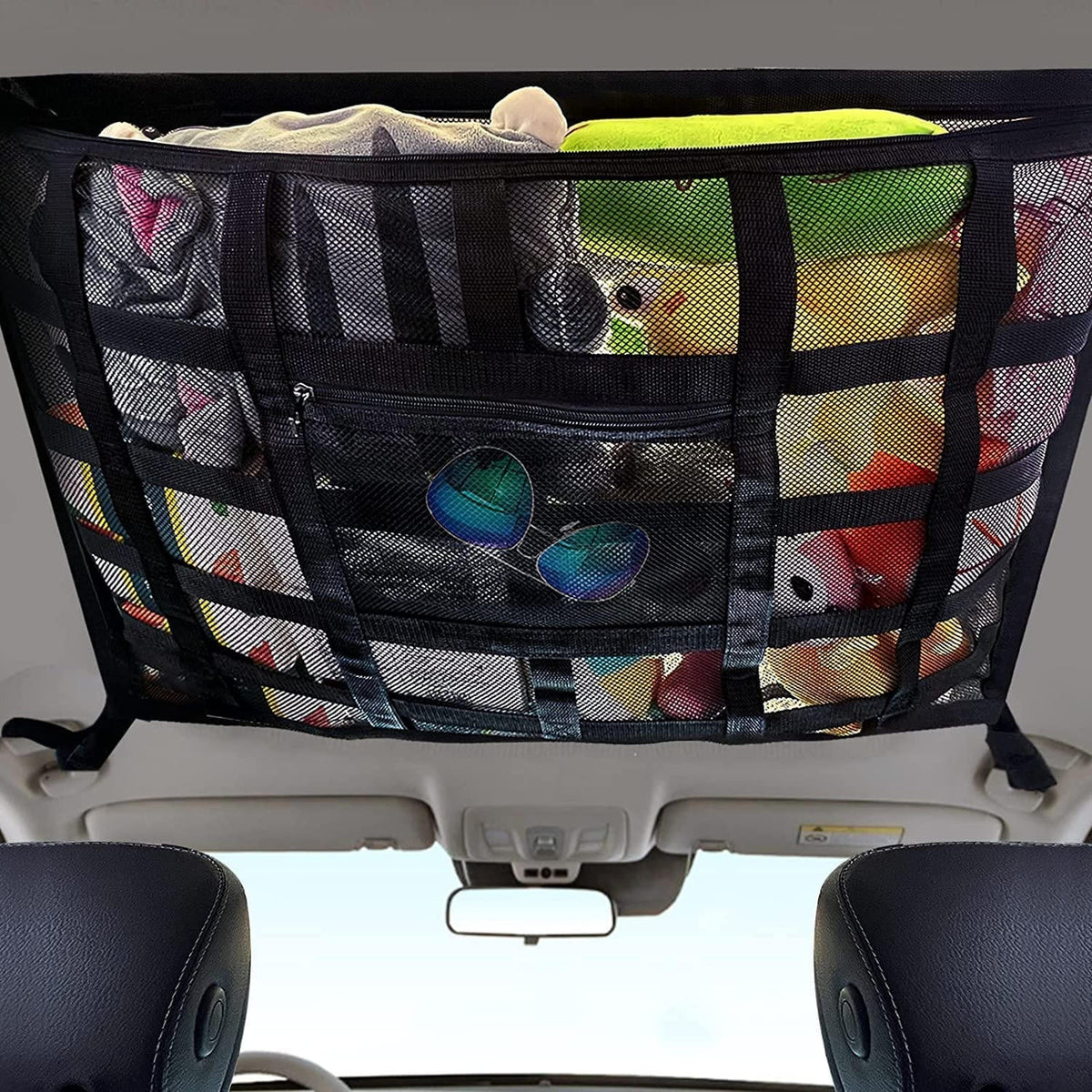 Overhead Cargo Net Double-Layer Mesh Zipper Closure