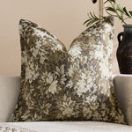 Oversized Throw Pillow Cover Jacquard Floral Velvet Hidden Zipper