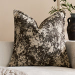 Oversized Throw Pillow Cover Jacquard Floral Velvet Hidden Zipper