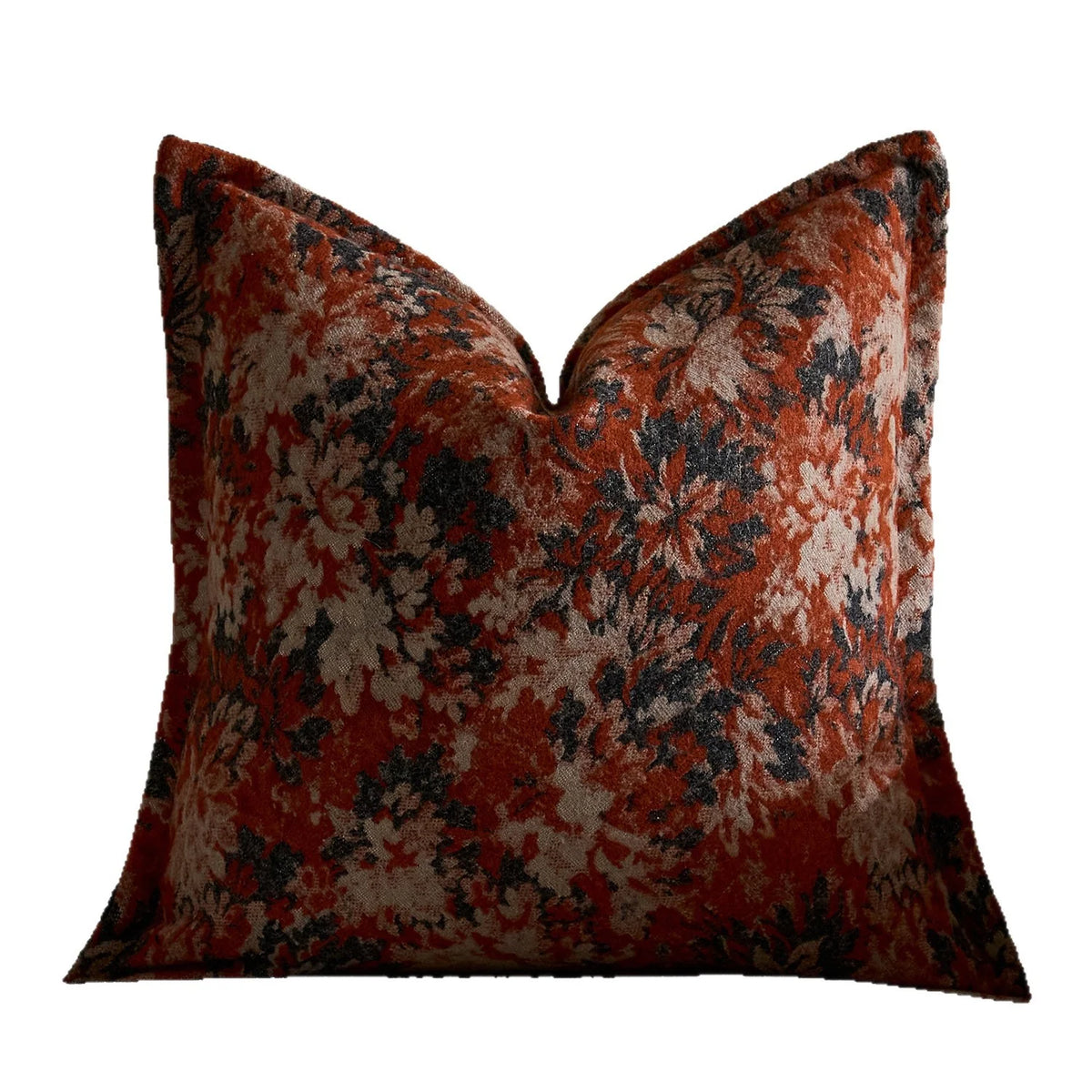 Oversized Throw Pillow Cover Jacquard Floral Velvet Hidden Zipper