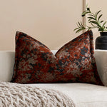 Oversized Throw Pillow Cover Jacquard Floral Velvet Hidden Zipper