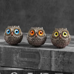 Owl Figurine Bronze Detailed Feather Design Compact Display Decor