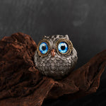 Owl Figurine Bronze Detailed Feather Design Compact Display Decor