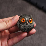 Owl Figurine Bronze Detailed Feather Design Compact Display Decor