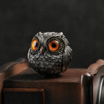 Owl Figurine Bronze Detailed Feather Design Compact Display Decor