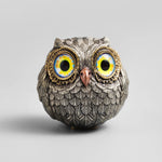 Owl Figurine Bronze Detailed Feather Design Compact Display Decor