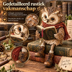 Owl Figurine Reading Design with Glasses & Open Book