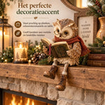Owl Figurine Reading Design with Glasses & Open Book