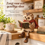 Owl Figurine Reading Design with Glasses & Open Book