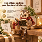 Owl Figurine Reading Design with Glasses & Open Book