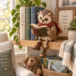 Owl Figurine Reading Design with Glasses & Open Book
