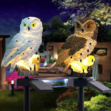 Owl Garden Light Solar Powered IP65 Weather-Resistant Warm White LED