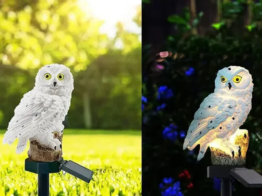 Owl Garden Light Solar Powered IP65 Weather-Resistant Warm White LED