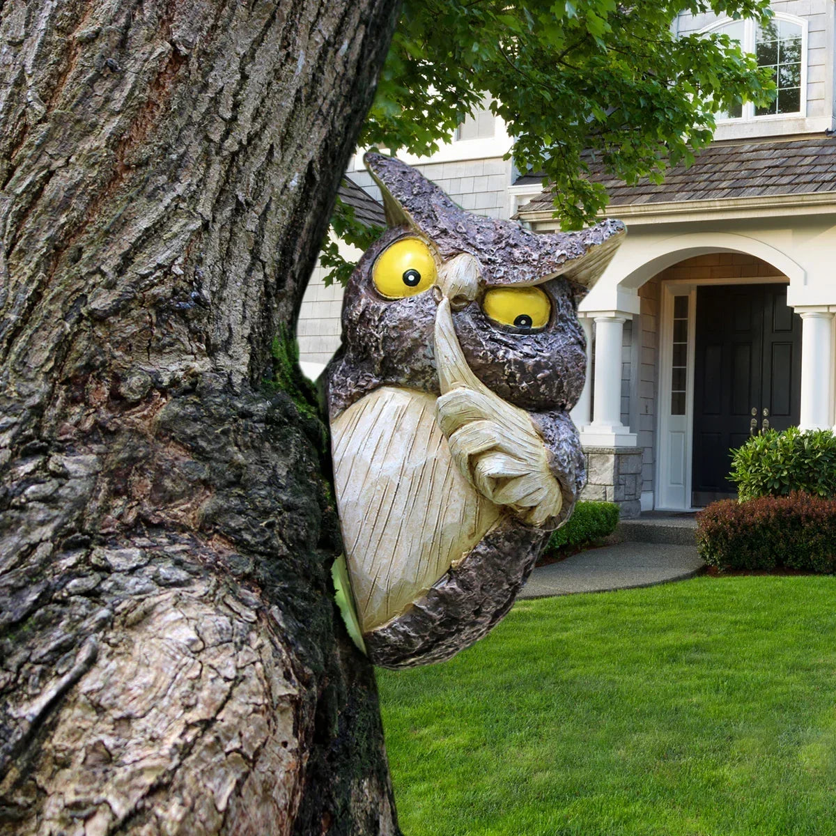 Owl Garden Ornament Resin Hanging Outdoor Decor