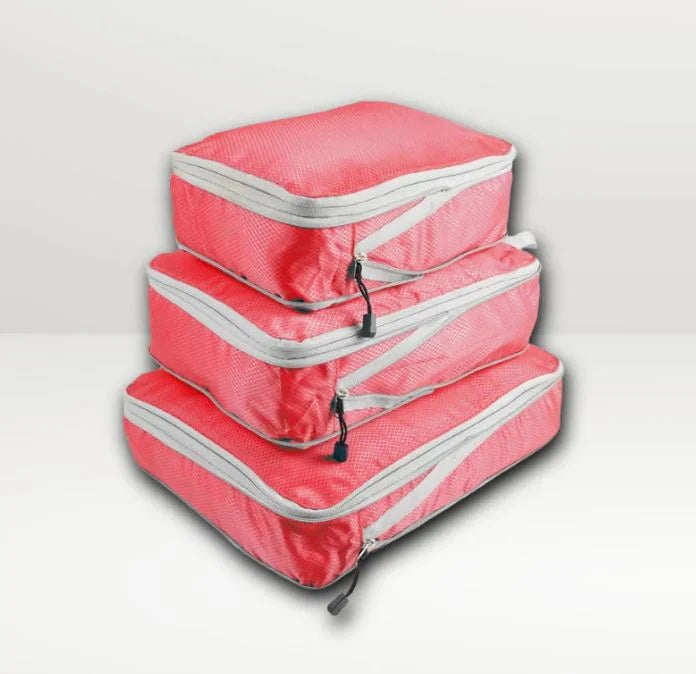 Packing Cube Set Of Three Zippered Compression Waterproof Fabric