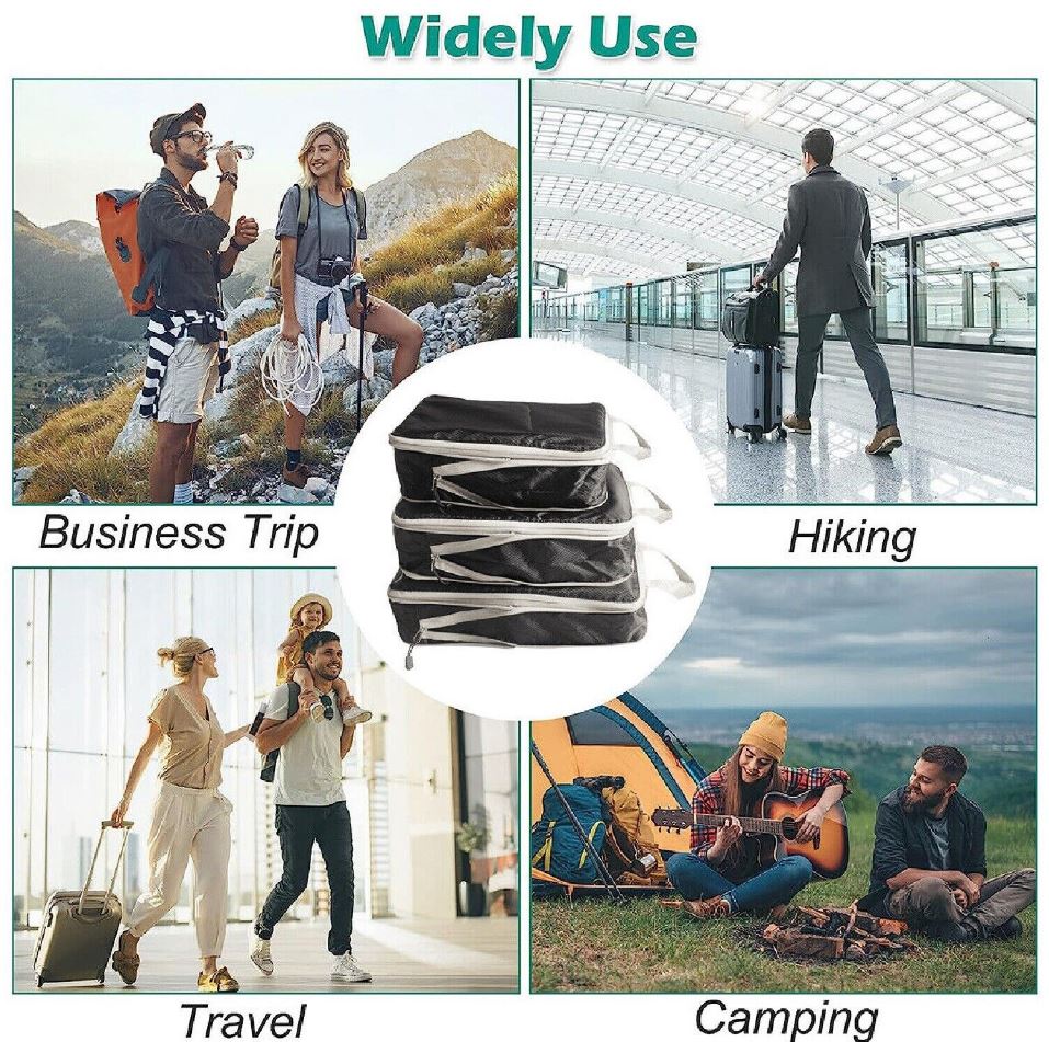 Packing Cubes Zippered Compression Waterproof Set of 3