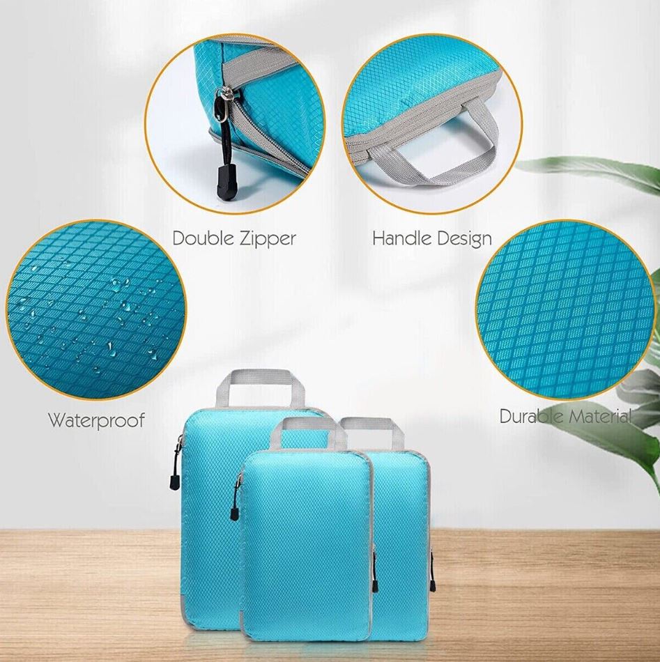 Packing Cubes Zippered Compression Waterproof Set of 3