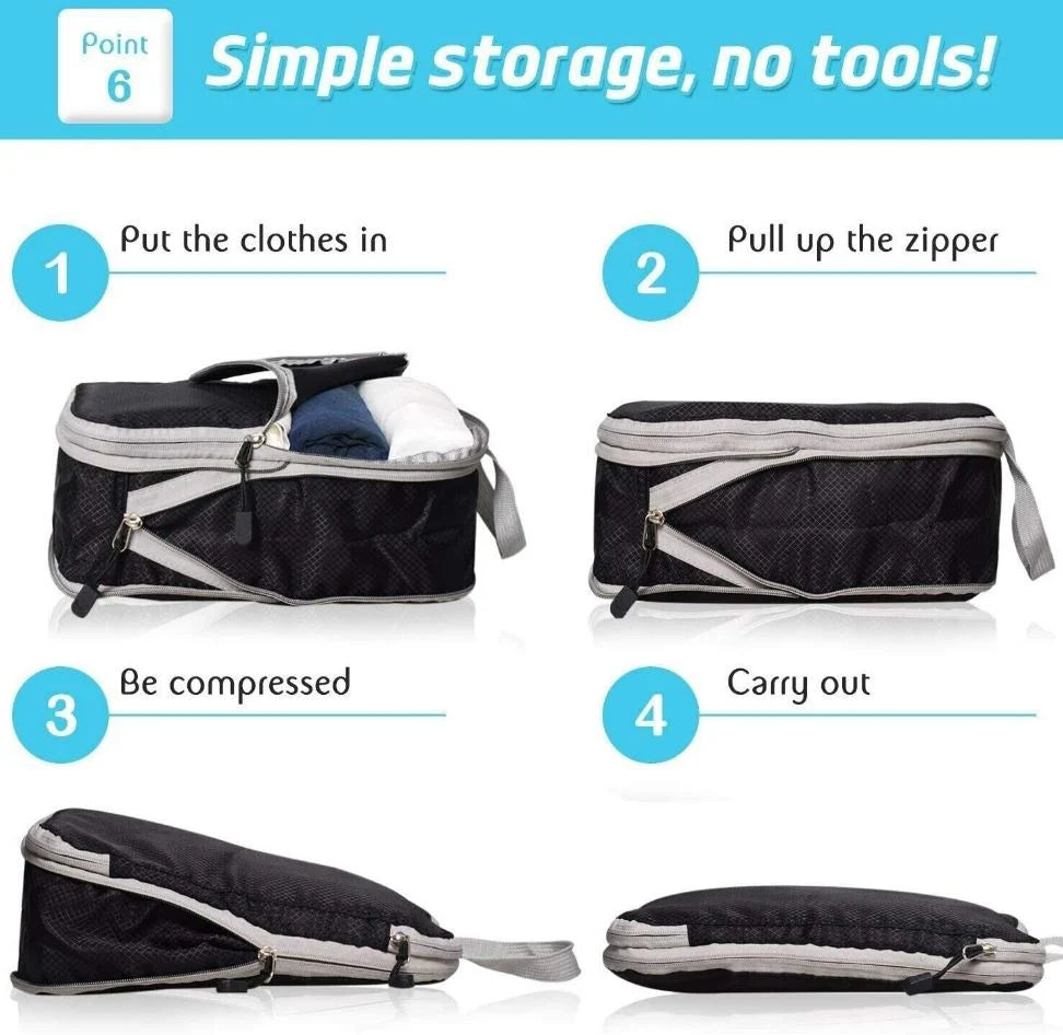 Packing Cubes Zippered Compression Waterproof Set of 3
