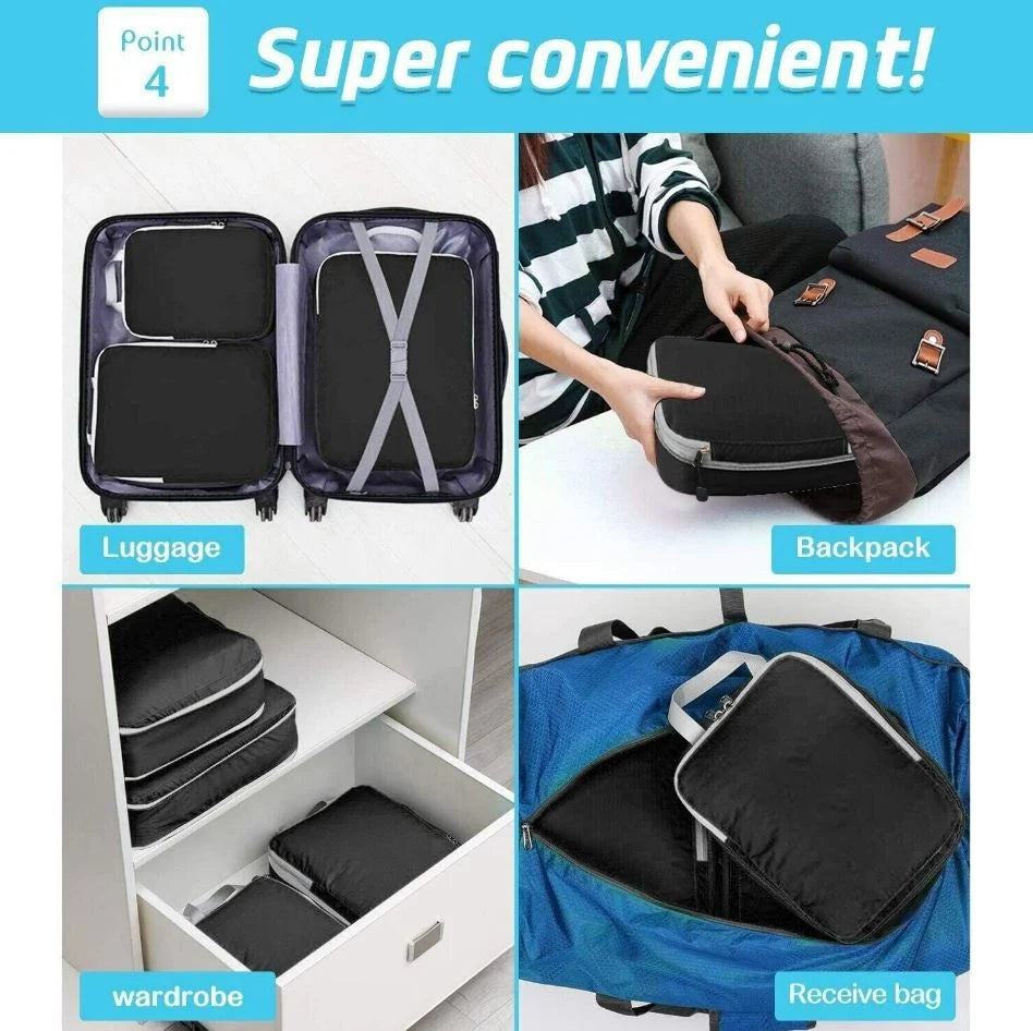 Packing Cubes Zippered Compression Waterproof Set of 3