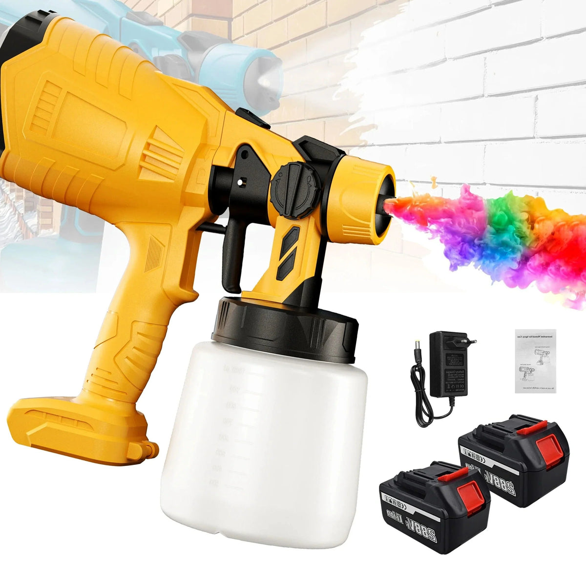 Paint Sprayer Cordless Adjustable Spray Patterns 33.8 Oz Canister
