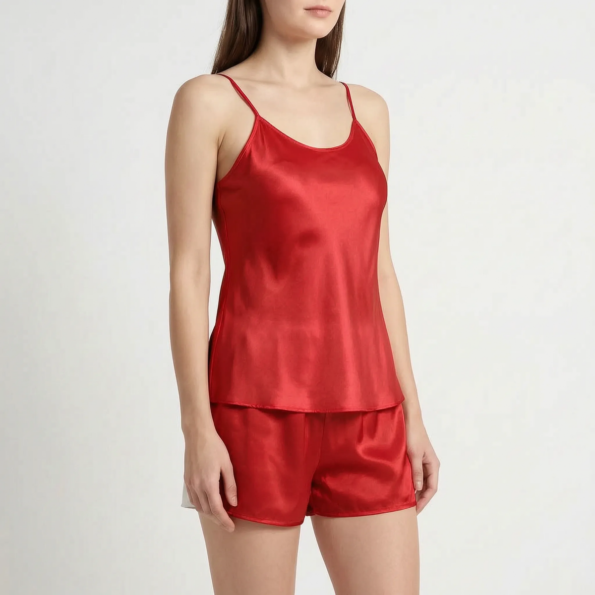 Pajama Set Mulberry Silk Sleeveless Adjustable Straps