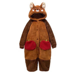 Pajama Set Red Panda Hooded Robe Removable Tail