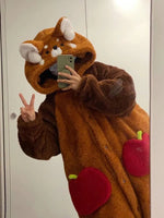Pajama Set Red Panda Hooded Robe Removable Tail