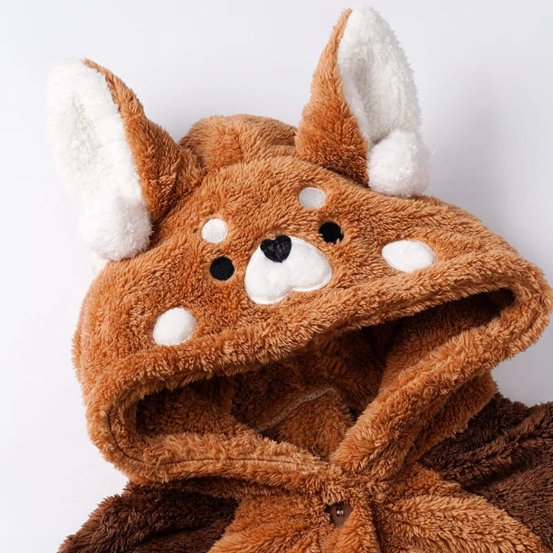 Pajama Set Red Panda Hooded Robe Removable Tail