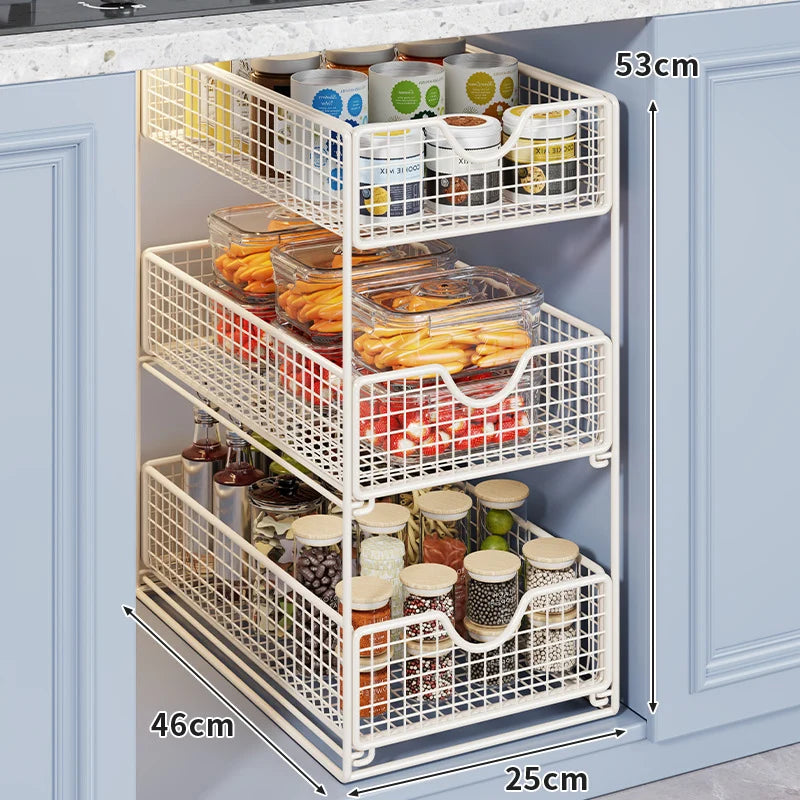 Pantry Basket Organizer Slide-Out Wire Drawers