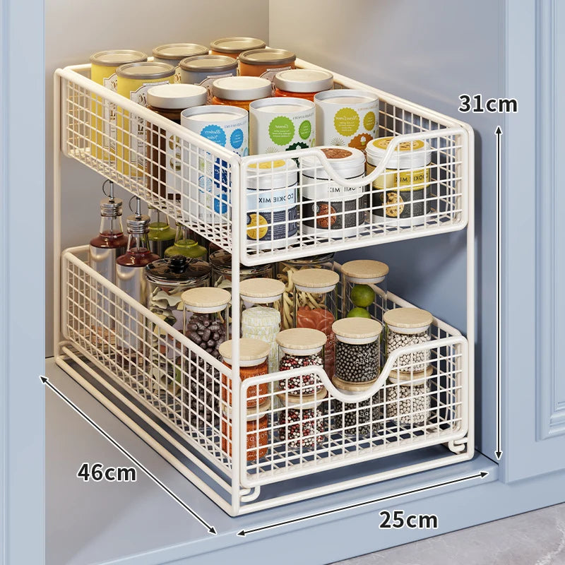 Pantry Basket Organizer Slide-Out Wire Drawers