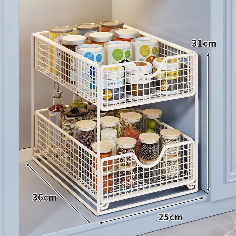 Pantry Basket Organizer Slide-Out Wire Drawers