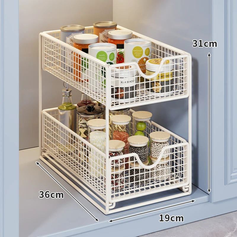 Pantry Basket Organizer Slide-Out Wire Drawers