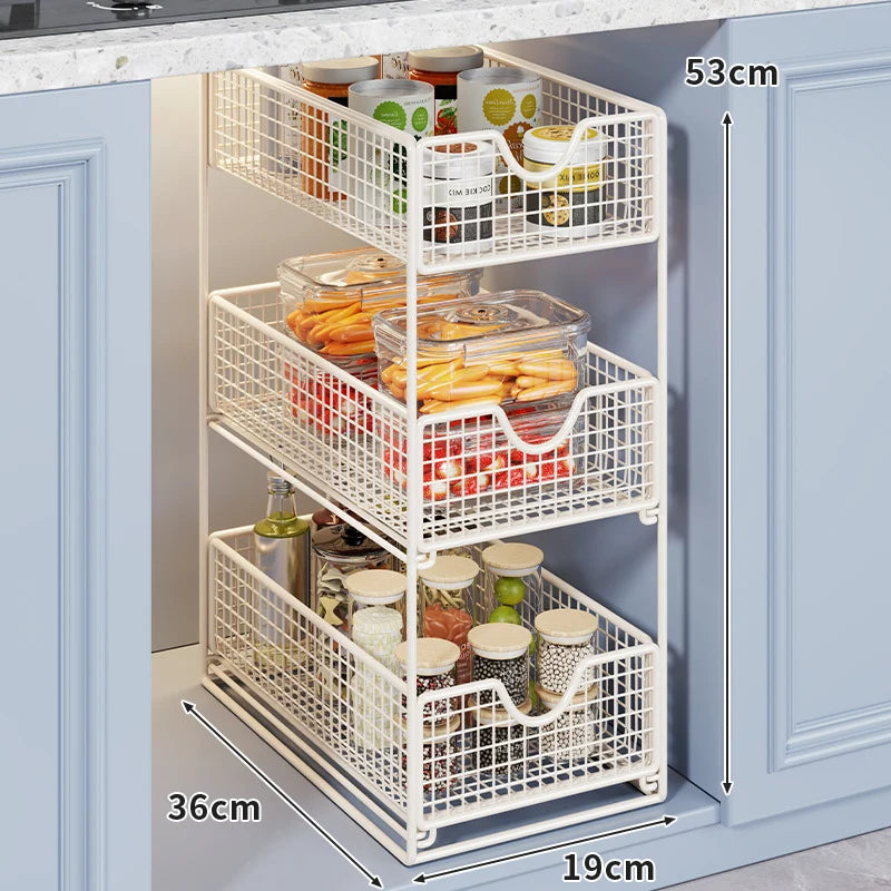 Pantry Basket Organizer Slide-Out Wire Drawers
