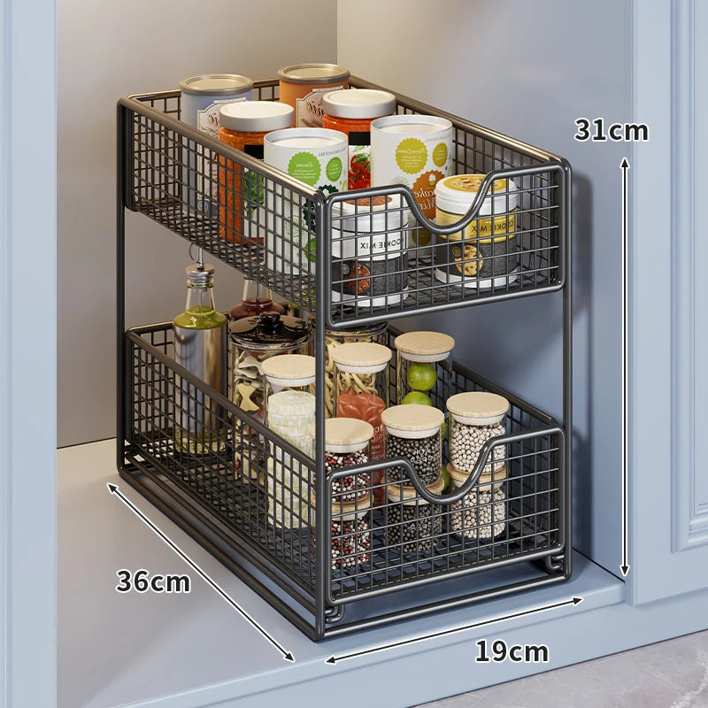 Pantry Basket Organizer Slide-Out Wire Drawers