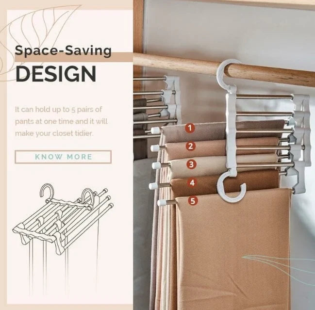 Pants Hanger Adjustable 5-Tier Space-Saving Rack